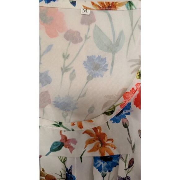 Pleated Front Summer FLORAL DRESS / Pockets, Medium - Picture 5 of 9